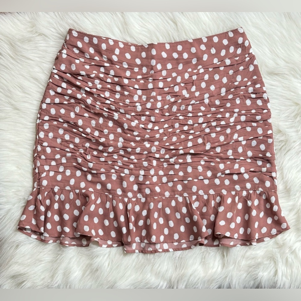 Polka Dot Ruffle Mini Skirt - Blush Pink - Picture 2 of 4